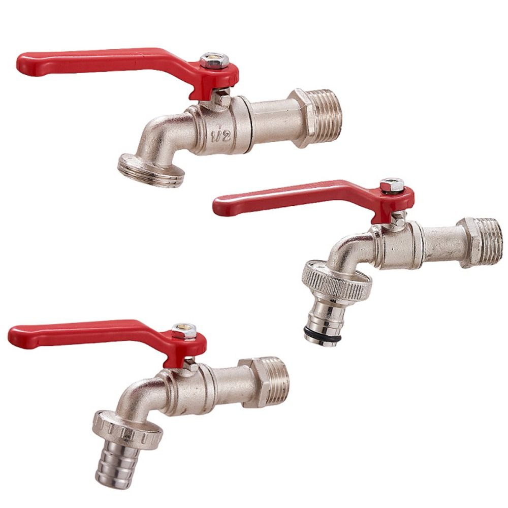 1/2x 3/4 Hendel Waterkraan Met Rood Handvat Slangprop Watertank Connector Zinklegering Pak Voor Wasmachine