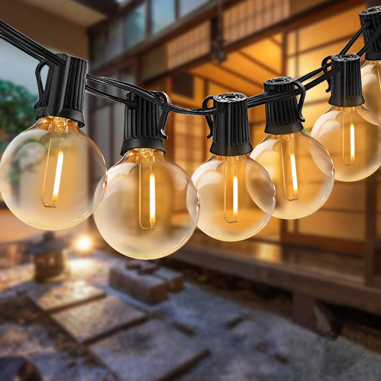 Solar String Lights Outdoor G40 25 LED Bulbs Patio String Lights 25Ft Waterproof Garden Light For Backyard Camping Pergola