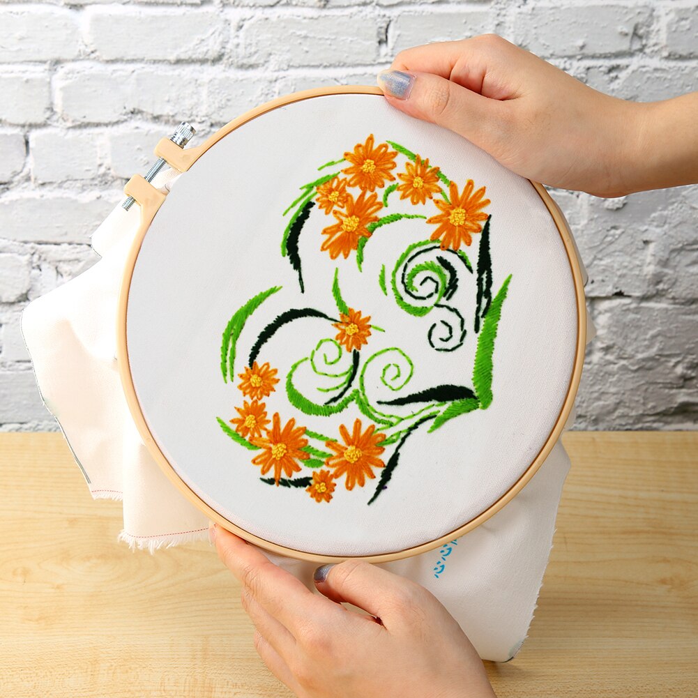 Flor naranja crisantemo flor kit de punto de cruz algodón seda bordado de hilo DIY hecho a mano costura set decoración del hogar