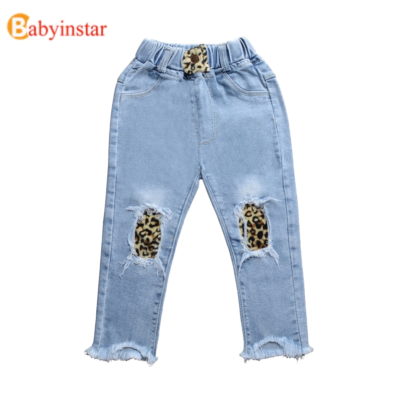Babyinstar vaqueros para niños Cheetah imprimir bebé niña pantalones de leopardo Infante niña Jeans de mezclilla Bebé Ropa para adolescentes y niñas Pantalones