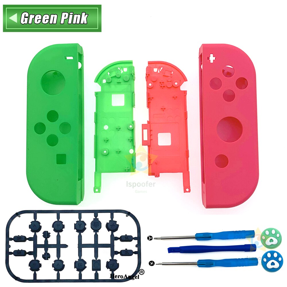 Per Controller NS JoyCon custodia di ricambio fai-da-te custodia destra sinistra Con pulsante SR SL per Joy Con Shell per nintendo Switch: Green Pink