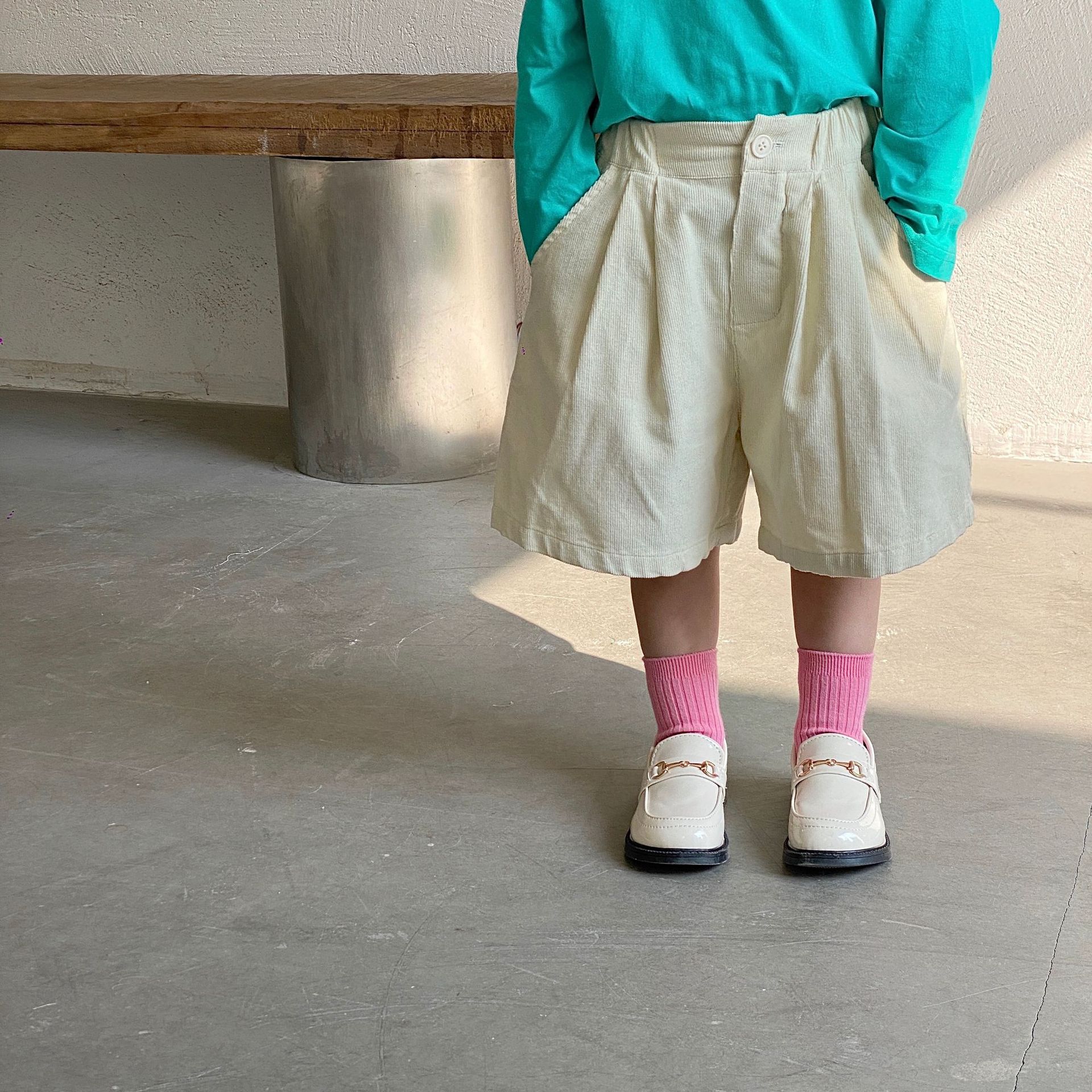 Kids Shorts Elastic Waist Knee Length Loose Simple Solid Comfortable Soft Modern Casual Light Summer Children Girls: Beige / 6T