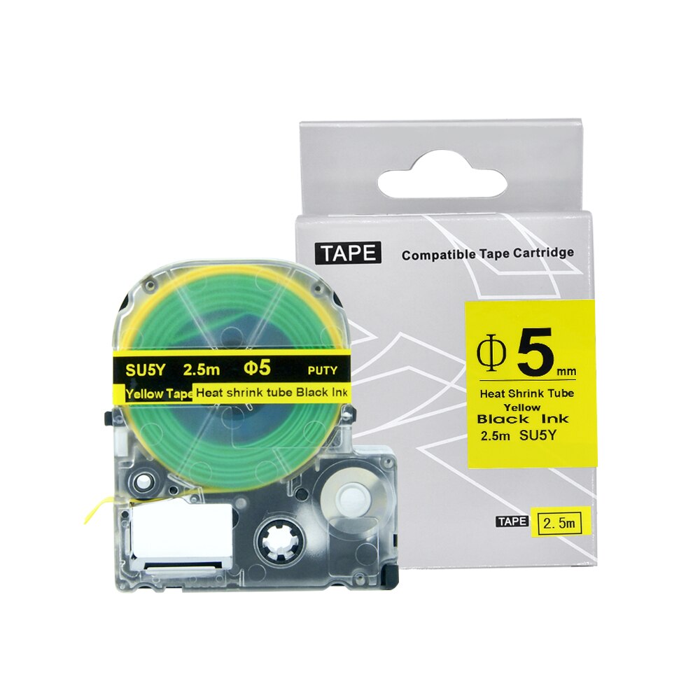 SU5Y for KingJim/Epson Label Tape 5mm Black on Yellow Heat Shrink Tube Label Tapes Compatible for KingJim/Epson Label Printer: Black On Yellow