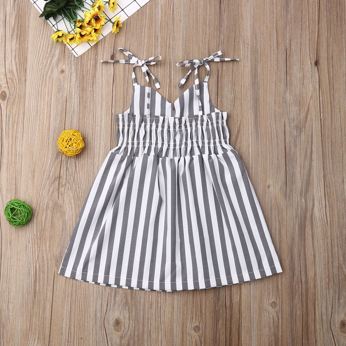 Pudcoco Summer Toddler Baby Girl Clothes Sleeveless Striped Strap Dress Outfit Summer Clothes Sundress