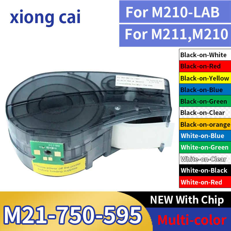 Kompatybilny z Brady BMP21-laboratorium/plus M210 drukarka etykiet M21-750-595 19.1mm biały/pomarańczowy/czerwony/niebieski 3/4 'kaseta z etykietą winylową