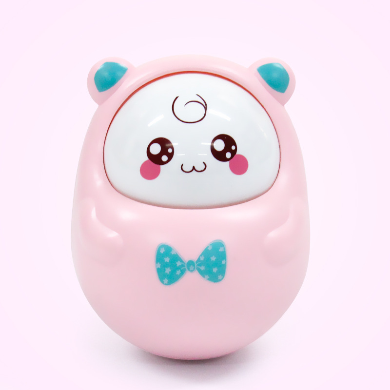 16 soorten Schattige baby Rammelaars bell knikken Pop Knipperen Ogen Tumbler Roly-poly Bijtring speelgoed Pasgeborenen Baby Vroege educatief speelgoed: pink