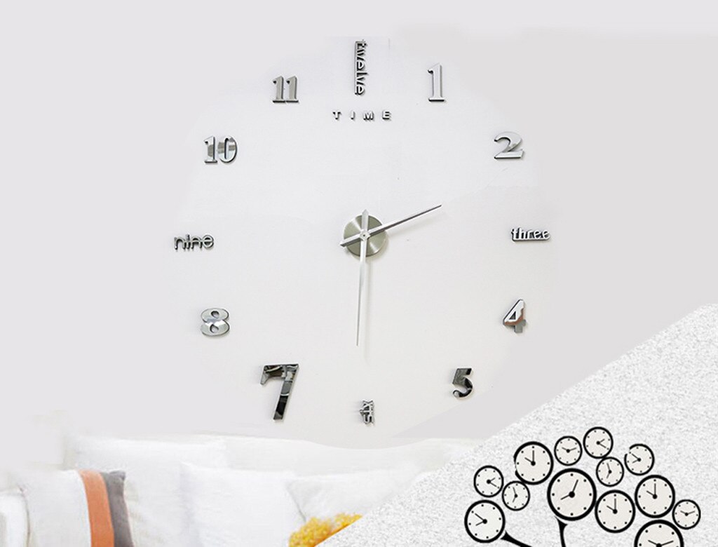 Design moderno relógio de pulso grande relógios parede 3d diy acrílico espelho mecanismo adesivos casa sala estar decoração quartzo agulha