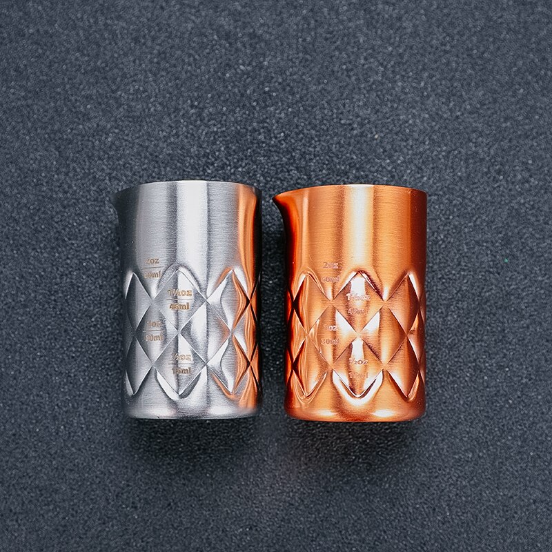 100ml 304 mittakuppi työkalut baarimitta cocktail jigger - metallitanko alkoholimitta kaatoputkella hopea/kupari