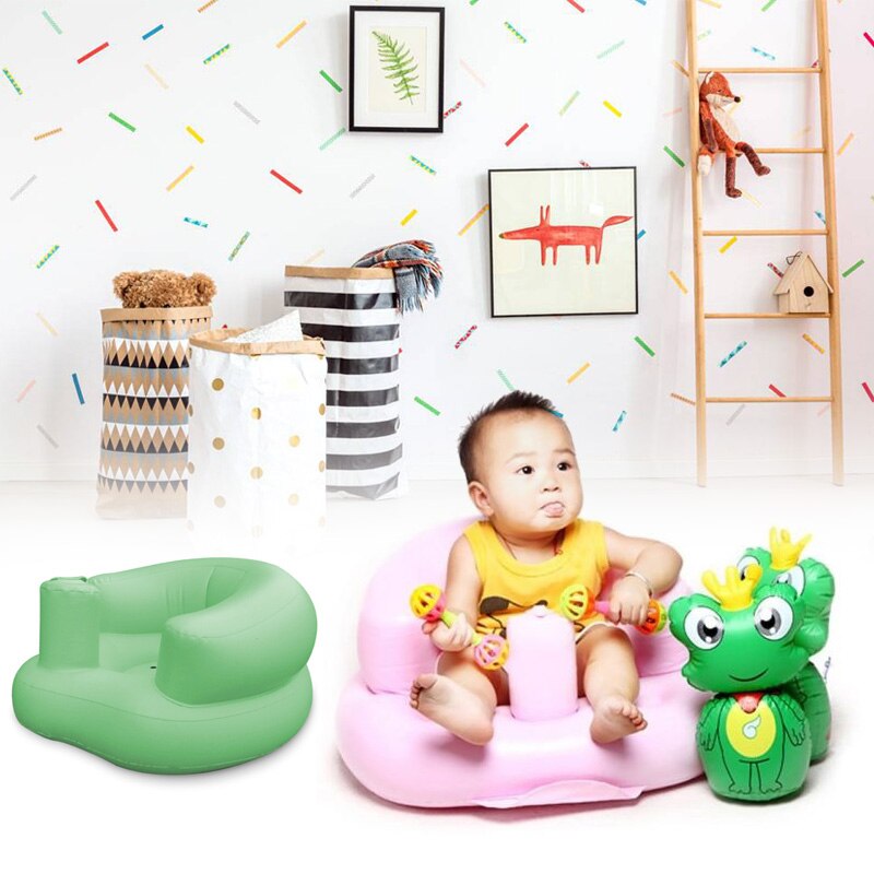 baby oppblåsbar stol lær badestol spisestuestol badesofa babysete plass trygt 2 farger miljøvennlig pvc stol