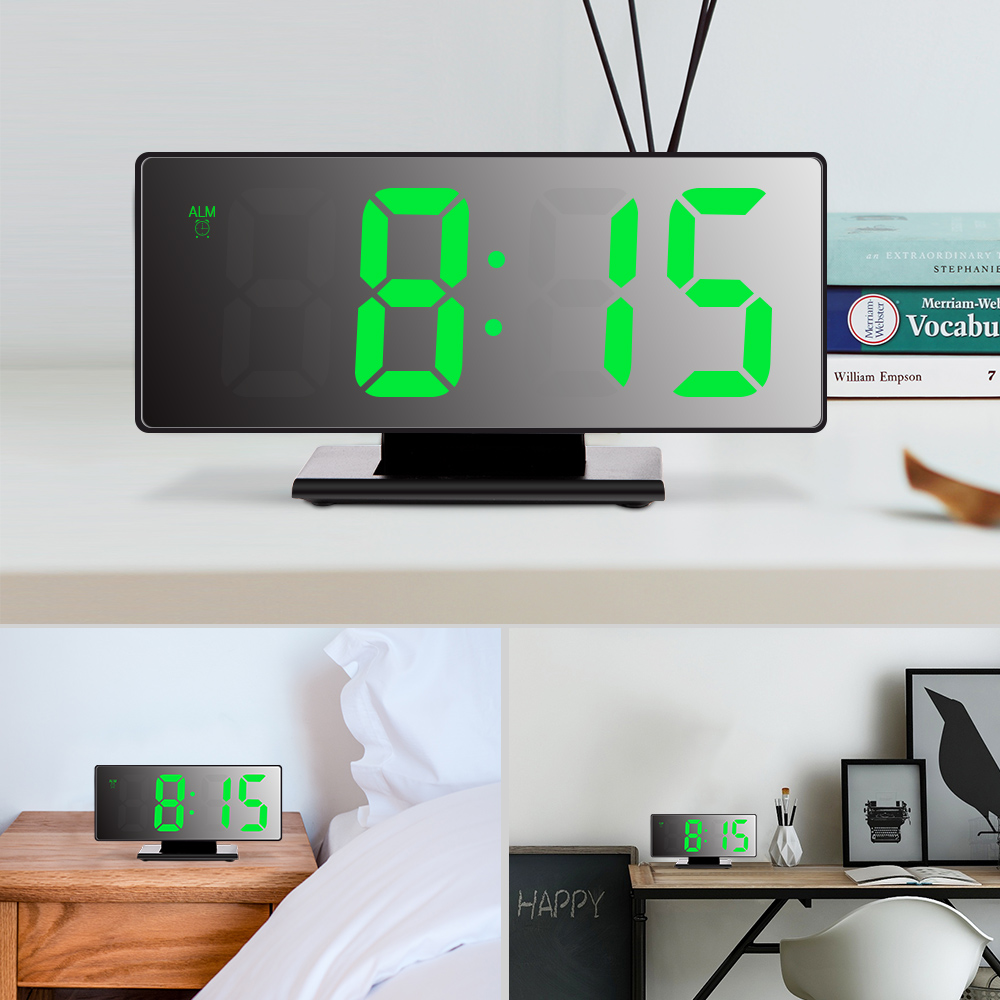 Horloge numérique de Table avec miroir | Miroir numérique, horloge électronique multifonction, affichage de nuit, alarme, horloge de bureau, Despertador