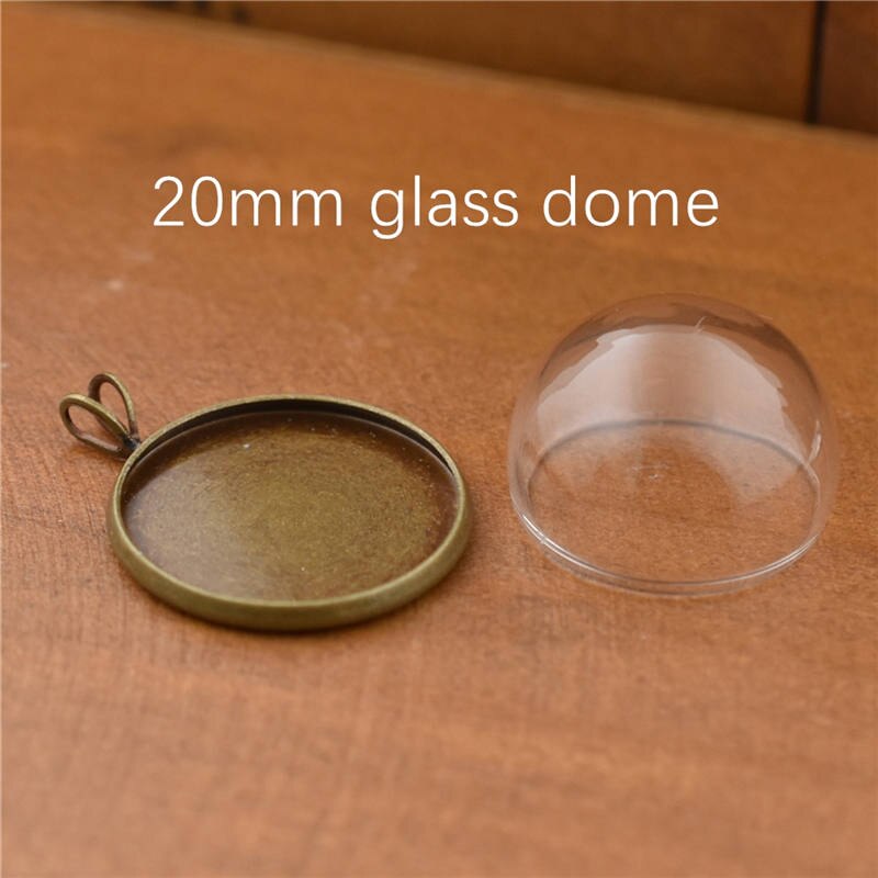 Ensemble d'accessoires de bijoux en verre creux avec base de réglage, bouteille de globe en verre orbe, pendentif de bague, accessoires de bricolage faits à la main, breton, 6 pièces: PLAQUÉ ARGENT