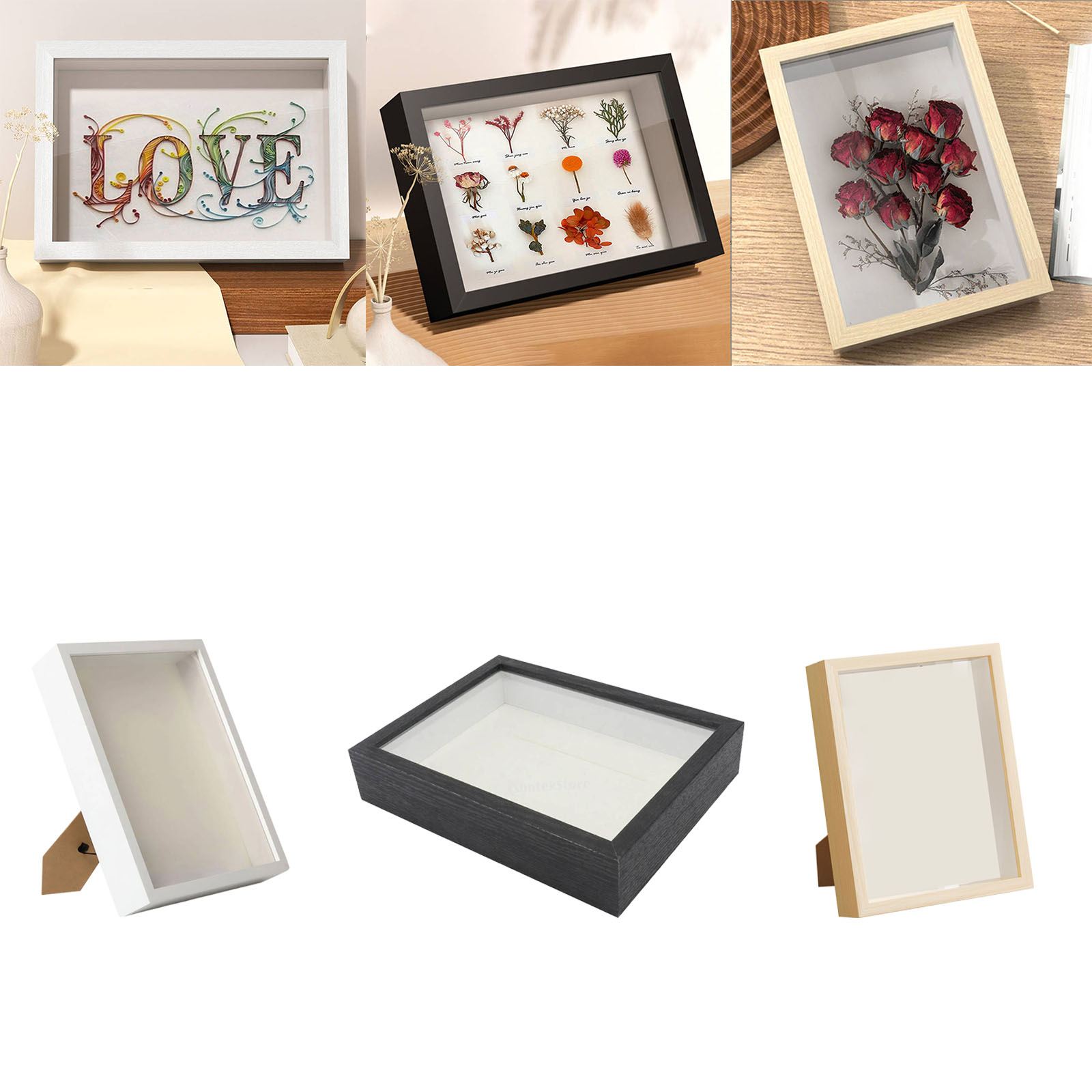 3D Foto rahmen Holz DIY Schatten Kasten Rahmen getrocknete Blume Vitrine für Blumen Eintrittskarten Dekor Bilderrahmen tief füllbare Rahmen