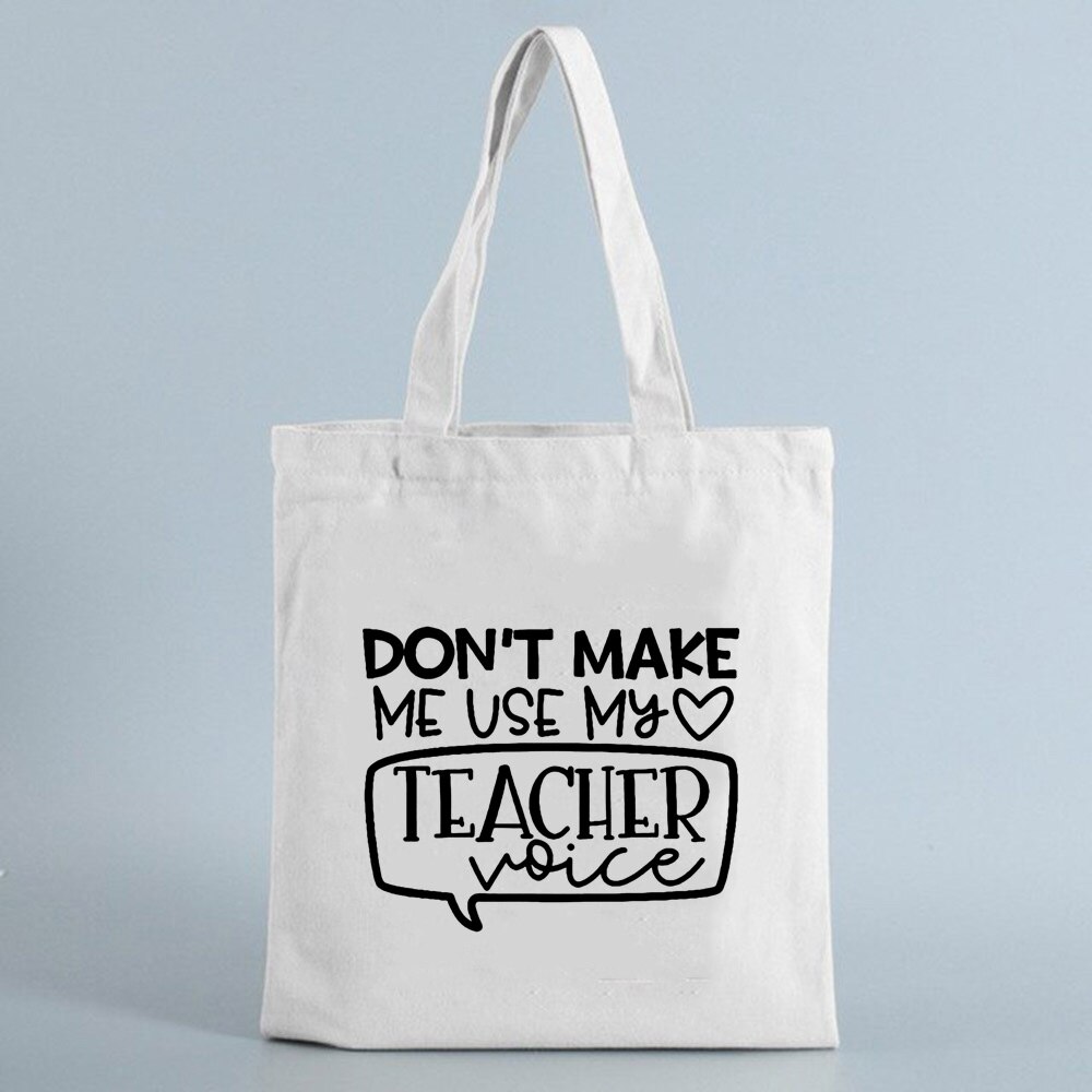 Moda eco professor lona bolsa de ombro reutilizável sacola de compras saco de livro dobrável saco de compras presente de viagem para professores dia: B1697-TBWH-M