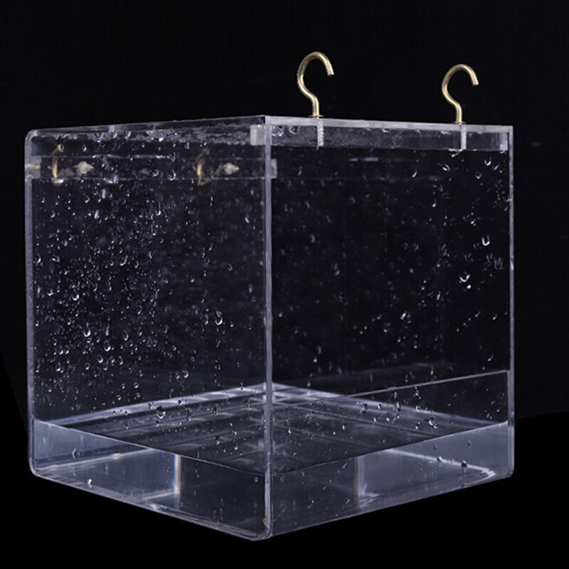 1pc plastic vogelwaterbadbox papegaaienkooi badkuip papegaai voor huisdier kooi hangende kom parkiet vogelbad douche staande box bak: S