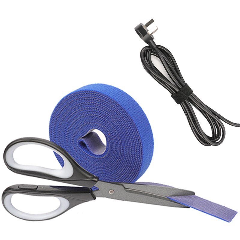10mm*5m/roll color Velcro self-adhesive fasteners with reusable strong hook and loop cable tie magic tape DIY accessories: Blue
