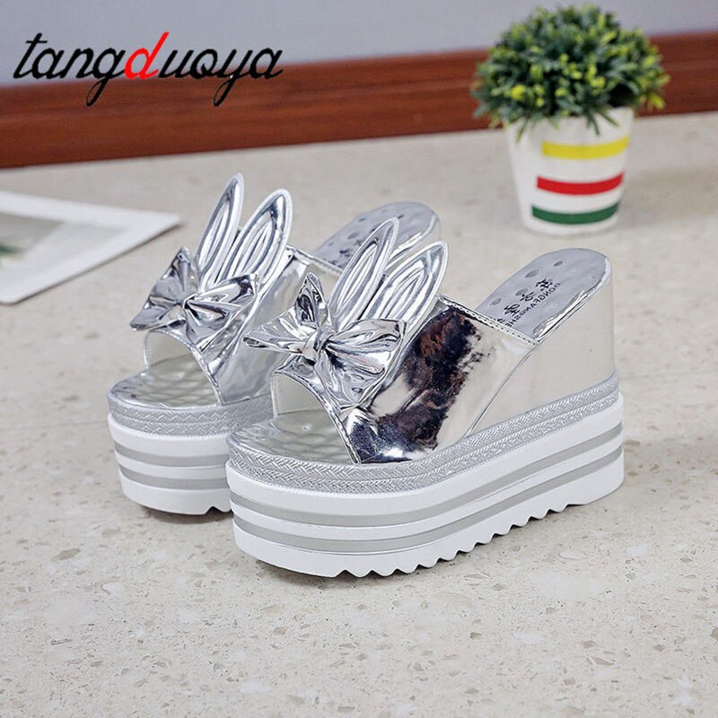 Sommer kvinder sko høj hæl 12cm platform hjemmesko afslappet udhulede sko damer kiler strandsandaler kvinder klipklapper