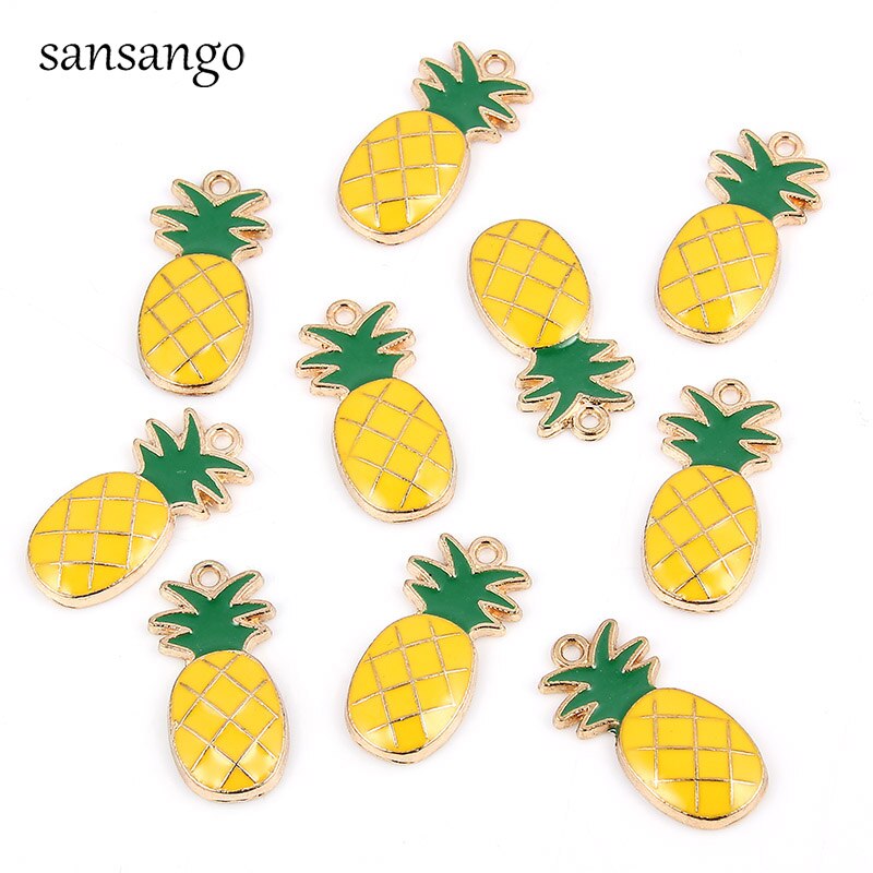 10pcs Armband Gouden Ananas Fruit Lichtmetalen Charms Hanger Kralen Fit Armband Voor Vrouwen Meisje Sieraden Maken Accessoires