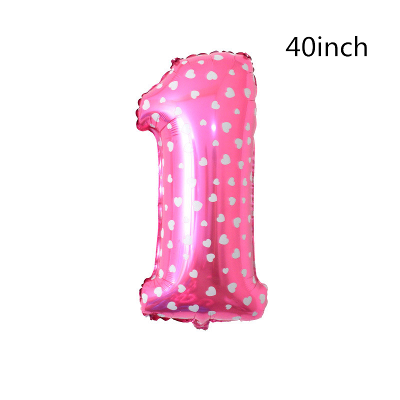 Ballons pour bébé 1 premier anniversaire | Ballon pour fille et garçon de 1 an, ballons avec numéros à feuille d'aluminium, décoration de fête pour enfants, de fête: 40inch pink 1