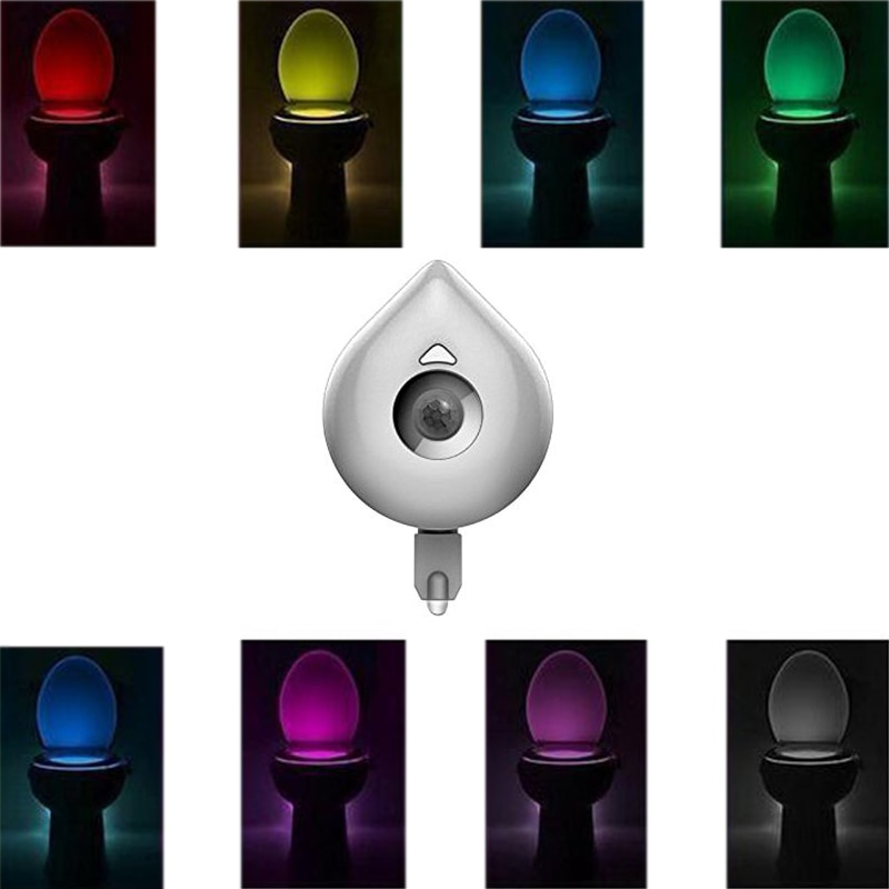 Led toiletsæde natlys bevægelsessensor wc lys 8 farver udskiftelig lampe aaa batteridrevet baggrundslys til toiletskål