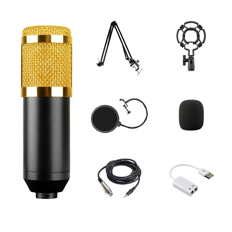 Condenser Microphone BM800 Kit with Cantilever Support PC Mobile Compatible Studio Vocal Recording Microphone BM800