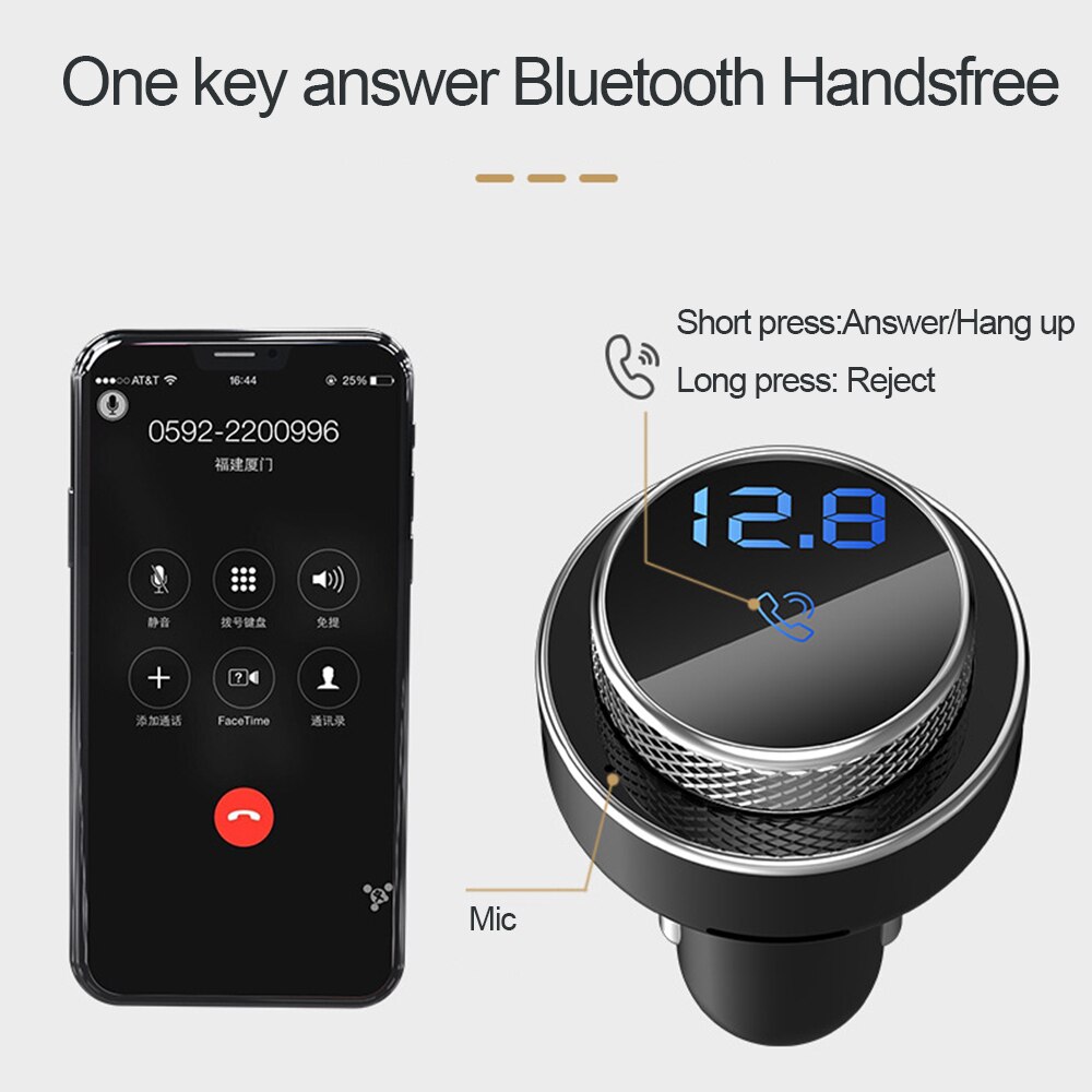 JINSERTA Bluetooth 5,0 Empfänger FM Sender Modulator Wagen Bausatz 2 USB Ladegerät Musik Radio TF U Disk MP3 Spieler