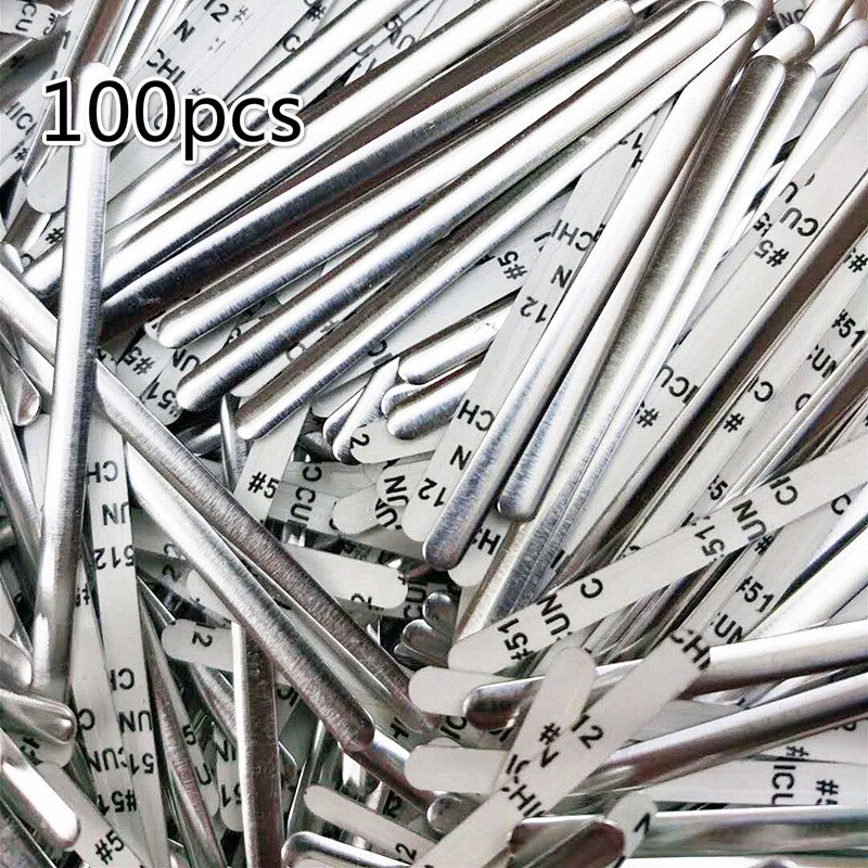 100/200 stk flat aluminiumstråd aluminium nesebro stripe gjør-det-selv-tilbehør håndverk å lage metallstrimmel dobbeltsidig tape syverktøy: 100 stk