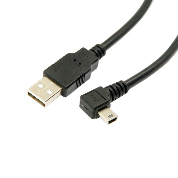 Mini usb b type 5 ben han venstrevinklet 90 grader til usb 2.0 han datakabel 50cm 180cm usb mini-b vinkelkabel 0.5m 1.8m 6ft