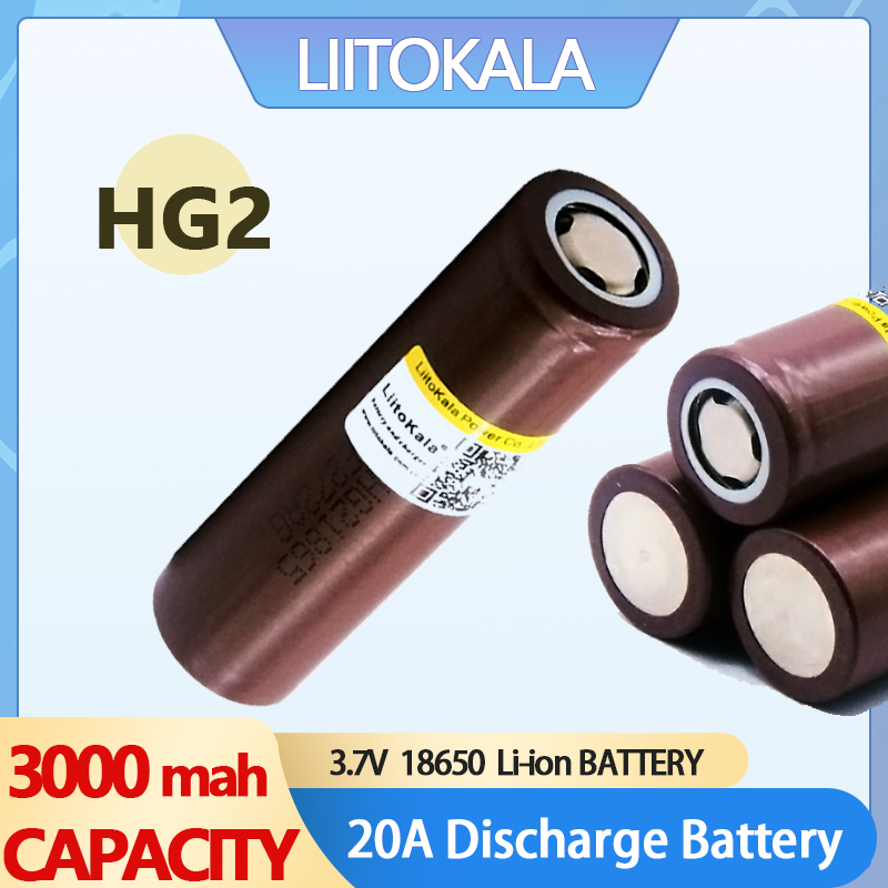 LiitoKala 100% nowy akumulator HG2 18650 3000mAh 18650HG2 3.6V rozładowanie 20A Max 35A akumulatory mocy
