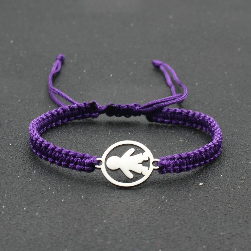 Rvs Schattige Kleine Jongen Bedelarmband Handgemaakte Braid Verstelbare Lucky String Armbanden Voor Vrouwen Mannen Paar Kind: Purple