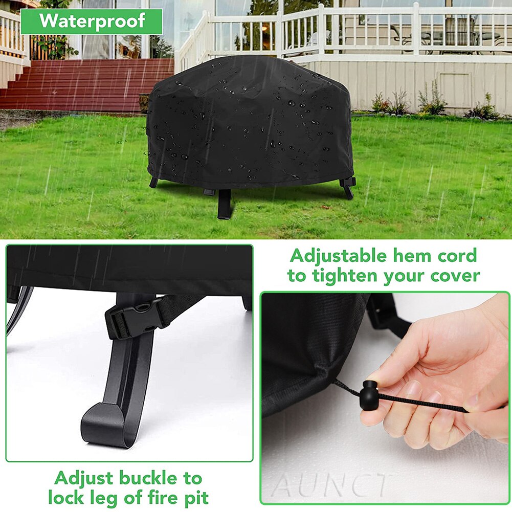 12 größe Schwere 600D Wasserdichte Terrasse Feuerstelle Abdeckung BBQ Grill Startseite draussen Garten Hof Runde BBQ Abdeckung Tisch Abdeckungen UV Schutz