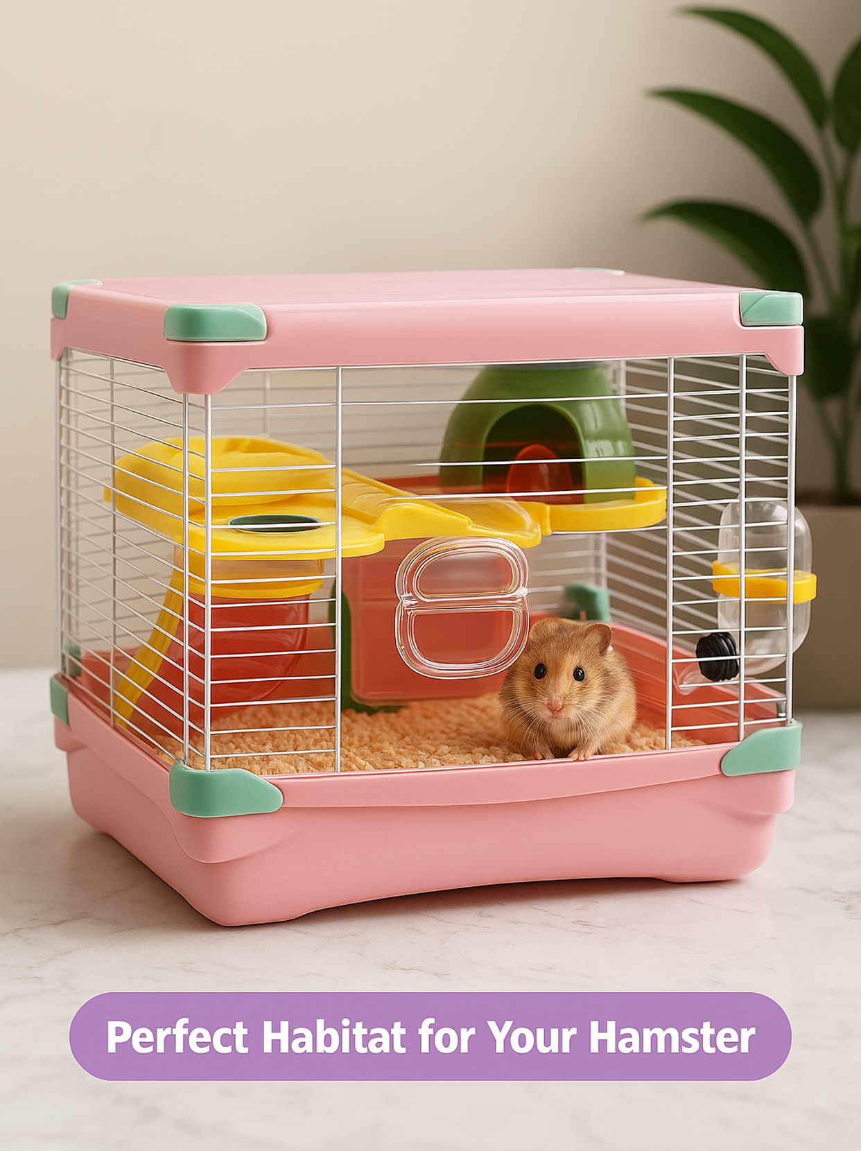 Gabbia per criceti portatile 2 strati habitat per criceti nani Gabbia da viaggio piccola con ruota per esercizi Custodia per criceti Gabbia per topo per cavalli