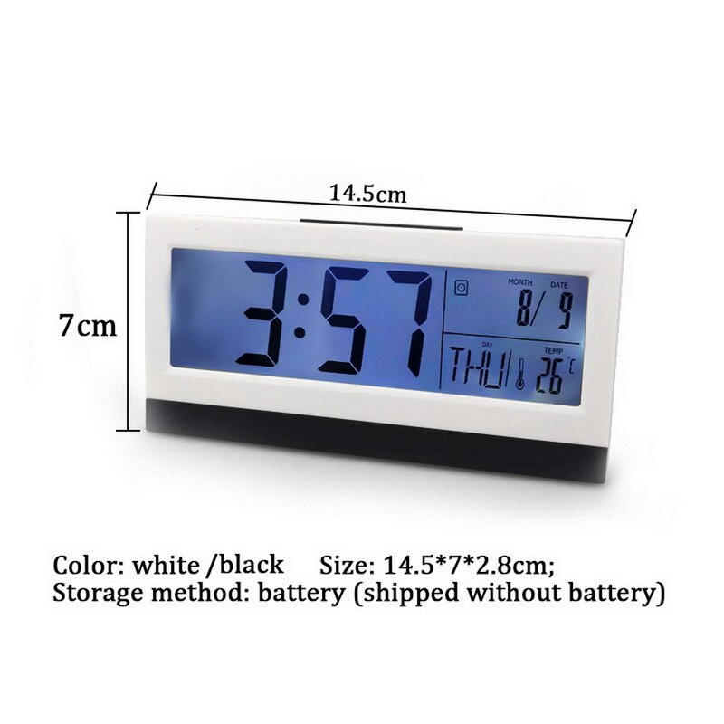 1pc Desk Digital Alarm Clock Time Temperature Date Humidity Display Night Light Perpetual Calendar Backlight Display