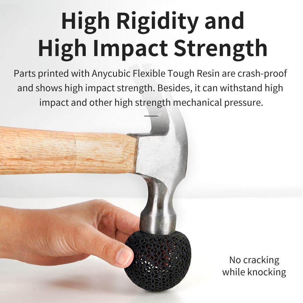 ANYCUBIC Flexible Tough Resin 365-405nm Resin-Flex Compatible LCD 3D printer High Toughness Precision Rigidity Impact Strength