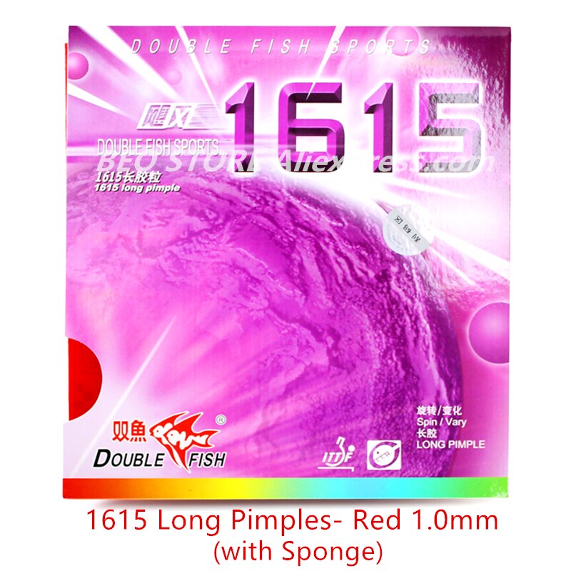 Double Fish 1615 Lange Puistjes Out Professionele Lange Puistjes Tafeltennis Rubber Dubbele Vis Ping Pong Spons: 1615 Red 1.0mm