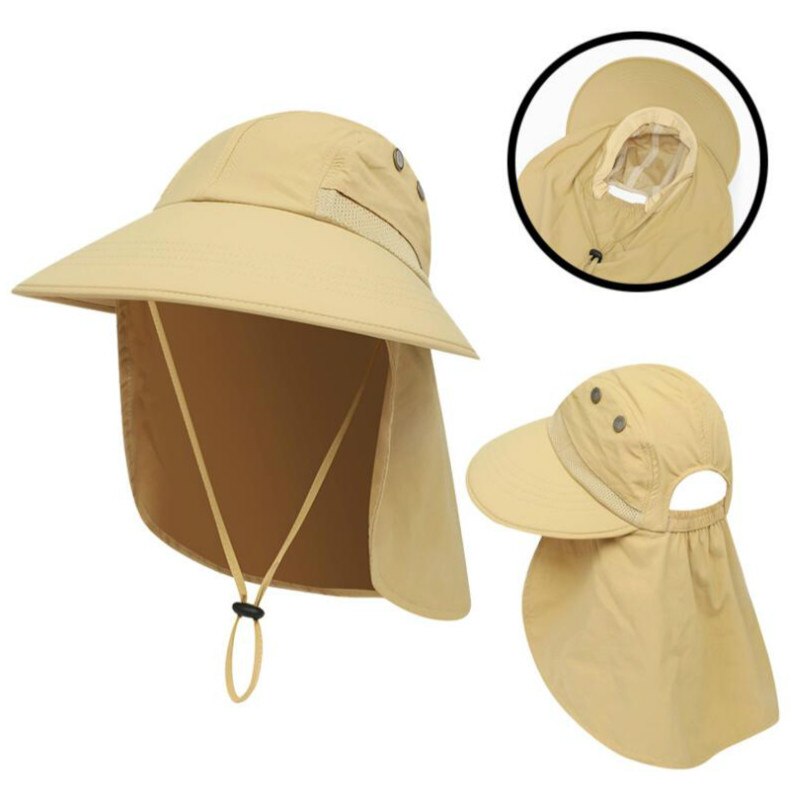 Gorra de pesca de cola de caballo de ala ancha para mujer, sombrero de pescador ajustable, protección UV sólida, protector solar de verano, bob