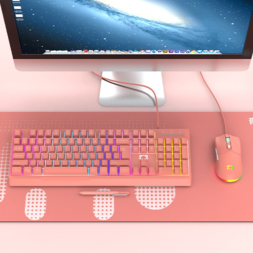 STK090 104 Keys USB Wired RGB Backlight Mechanical Hand Ergonomic Gamer Keyboard Wired Keyboard Mini Bluetooth Keyboard