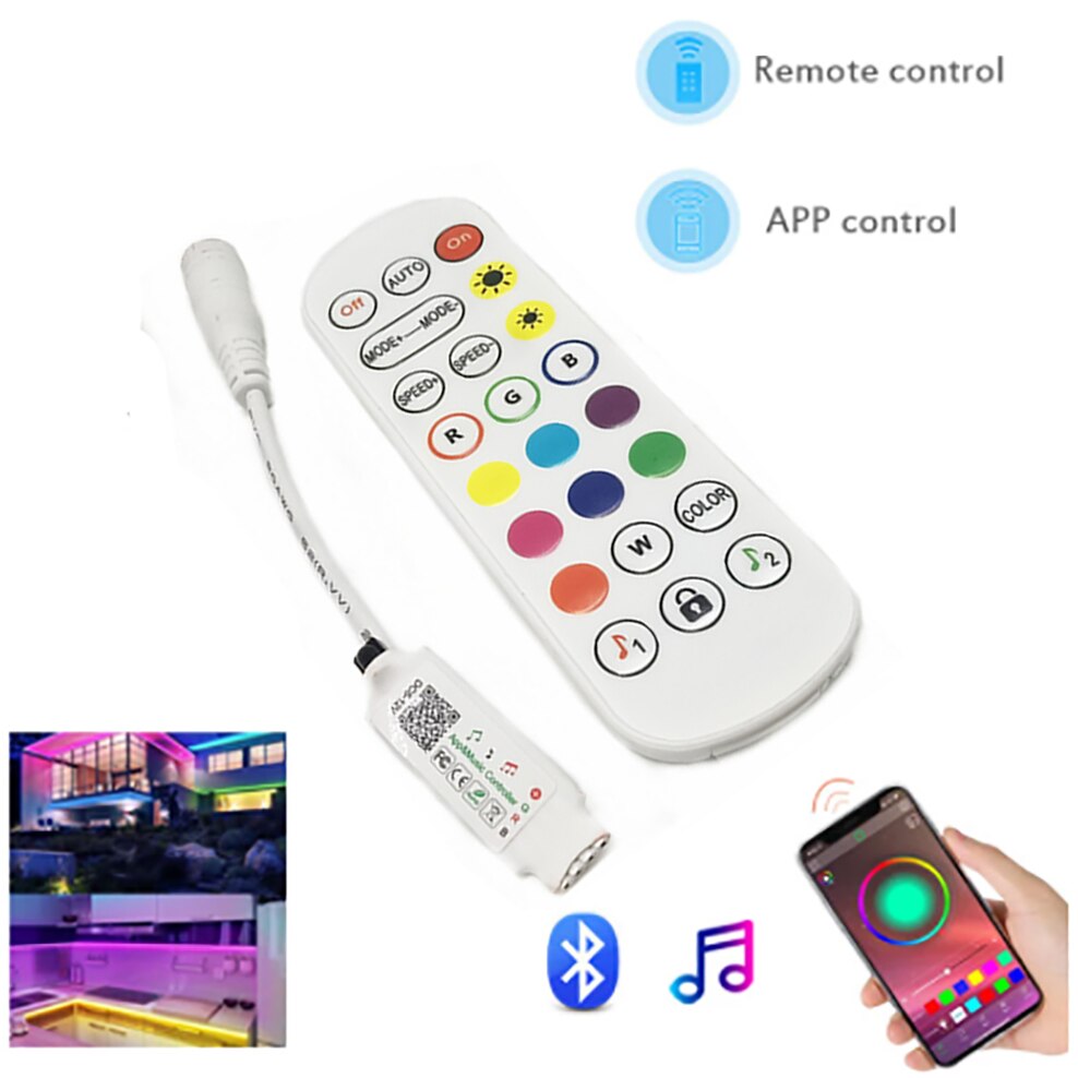 Bluetooth Music Led Controller 24 Keys LED IR 44 Keys Controler Dimmer LED Lights IR Remote DC12V For RGB Christmas LED Strip