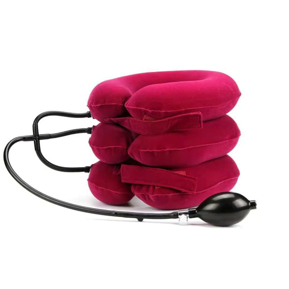 Collo cuscino gonfiabile collare trattore aria dispositivo di trazione cervicale supporto Vertebra ortopedica massaggio rilassamento Brace: rose red