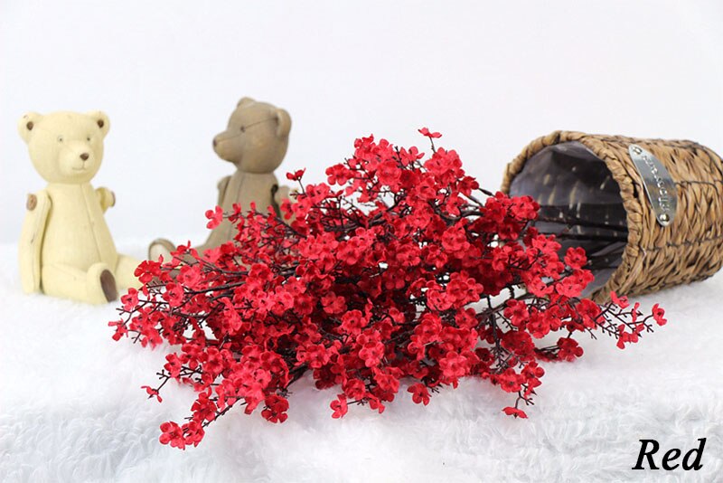 Kunstig baby ånde enkelt blomst simulation hjem bryllup dekoration simulation blomst brud holder blomster: Rød