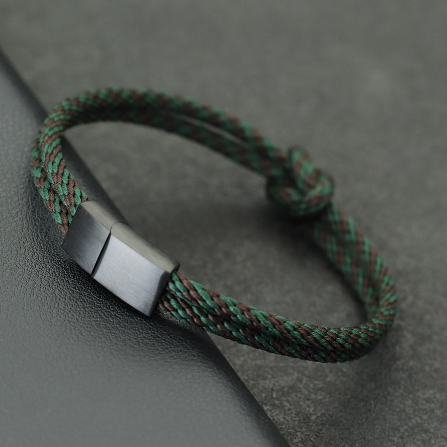 Noter Stylish Knot Bracelet For Men Stainless Steel Detachable Magnet Buckle Beach Nautical Vibe Braslet Pulsera Cuerda Bohemia: Gold-color