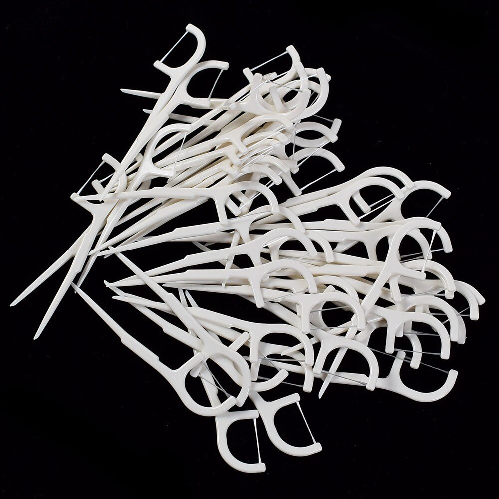 50pcs/Box Nylon white Dental Floss Teeth Stick Tooth Pick Interdental Brushes Teeth Clean Toothpick Flosser Tool