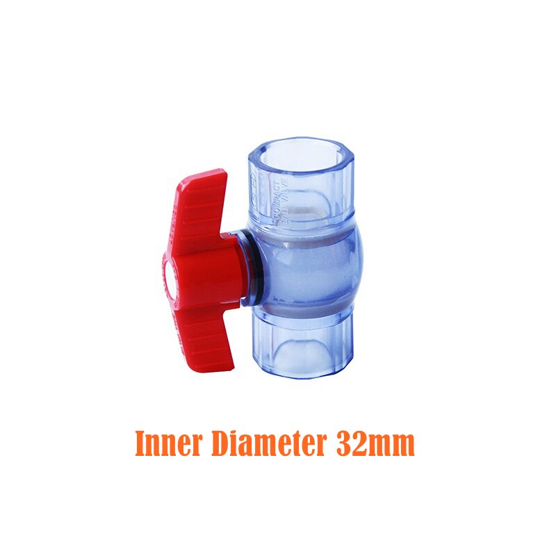 ID 20/25/32/40mm Transparent PVC Ball Valves Water Irrigation System Drainage Tube Quick Valve Water Pipe Connector Fittings: Inner diameter 32mm