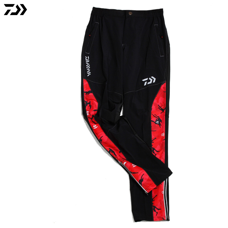 Broek Zomer Anti-Uv Vissen Cothes Waterdicht Soft Shell Broek Ijs Zijde Camouflage Patchwork Outdoor Sport Vissen Broek: RED / S