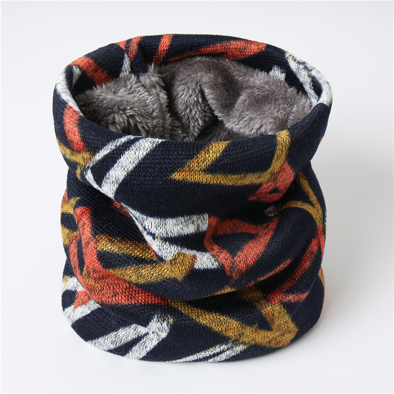 2022 print ring tørklæde kvinder vinter hals snood tørklæder unisex kvindelige geometrisk varm pels barn mænd udendørs tørklæder: Wj116-6
