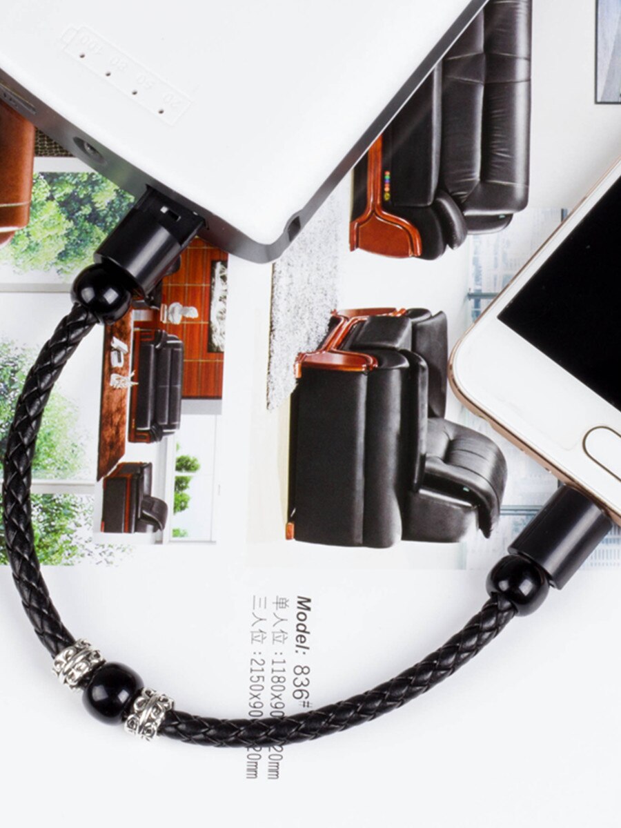 Męska/damska styl magnetyczna bransoletka kabel robić ładowania Usb 2.4A skórzany kabel danych