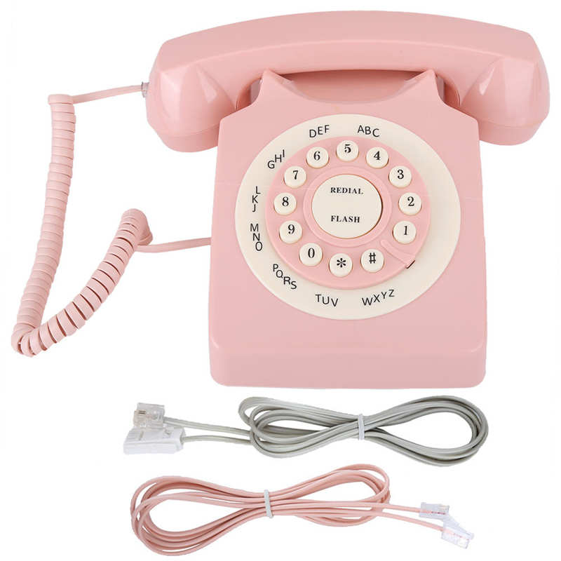 Vintage Telephone High Definition Call Wired Telephone for Home Office Pink Green European Landline Desk Telephone: A