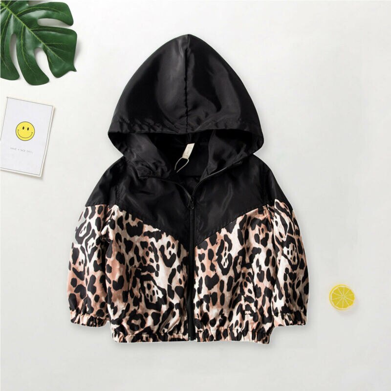Toddler Kid Baby Girl Boy Jacket cappotto con cappuccio Patchwork stampa leopardo cappotto autunnale abbigliamento per bambini 1-7 anni