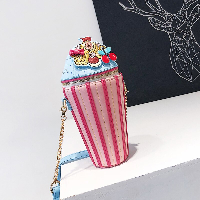 Zoete dame mini bucket bag zomer pu leren dames handtas travelchain schoudertas: Groot