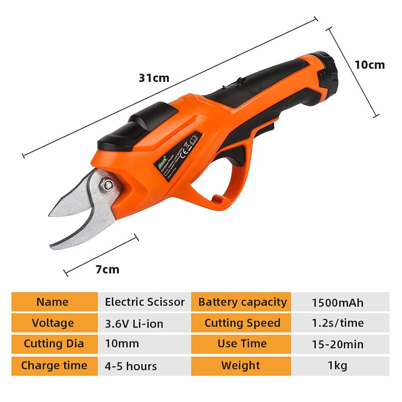 3.6V Electric Pruning Shears Cordless Orchard Branches Cutter Cutting Tools Pruner Scissor Garden Pruning Tools Secateur