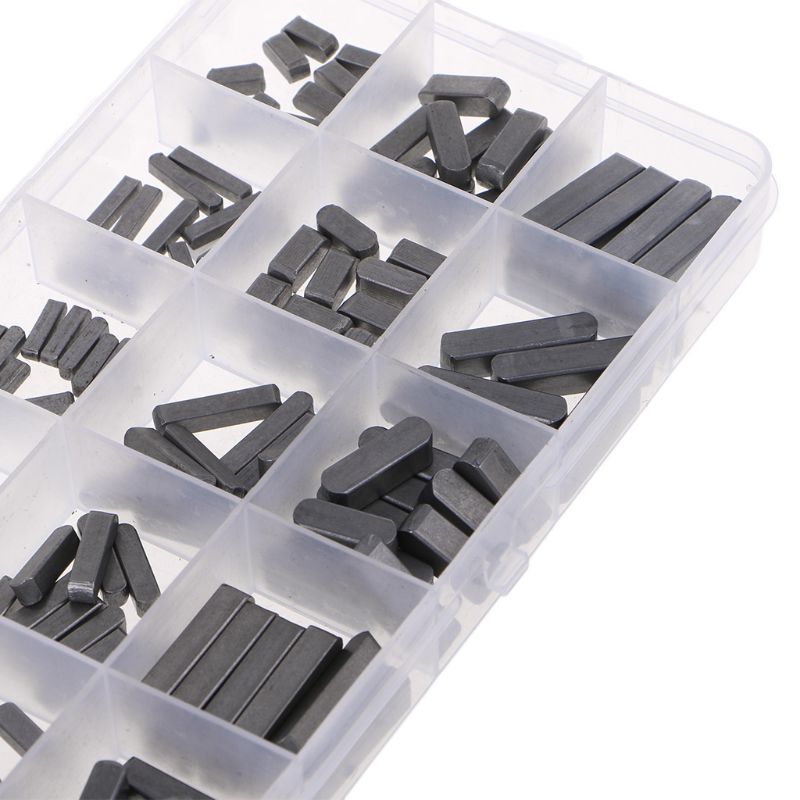 140pcs Round Ended Feather Key Parallel Drive Shaft Keys Set 8mm 10mm 12mm 16mm 20mm 25mm 30mm Hardware with Box Q84D
